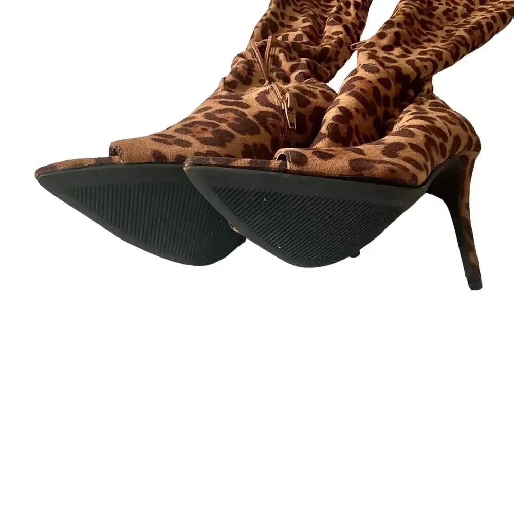 NWOT Anne Michelle Thigh High Peep Toe Stilettos